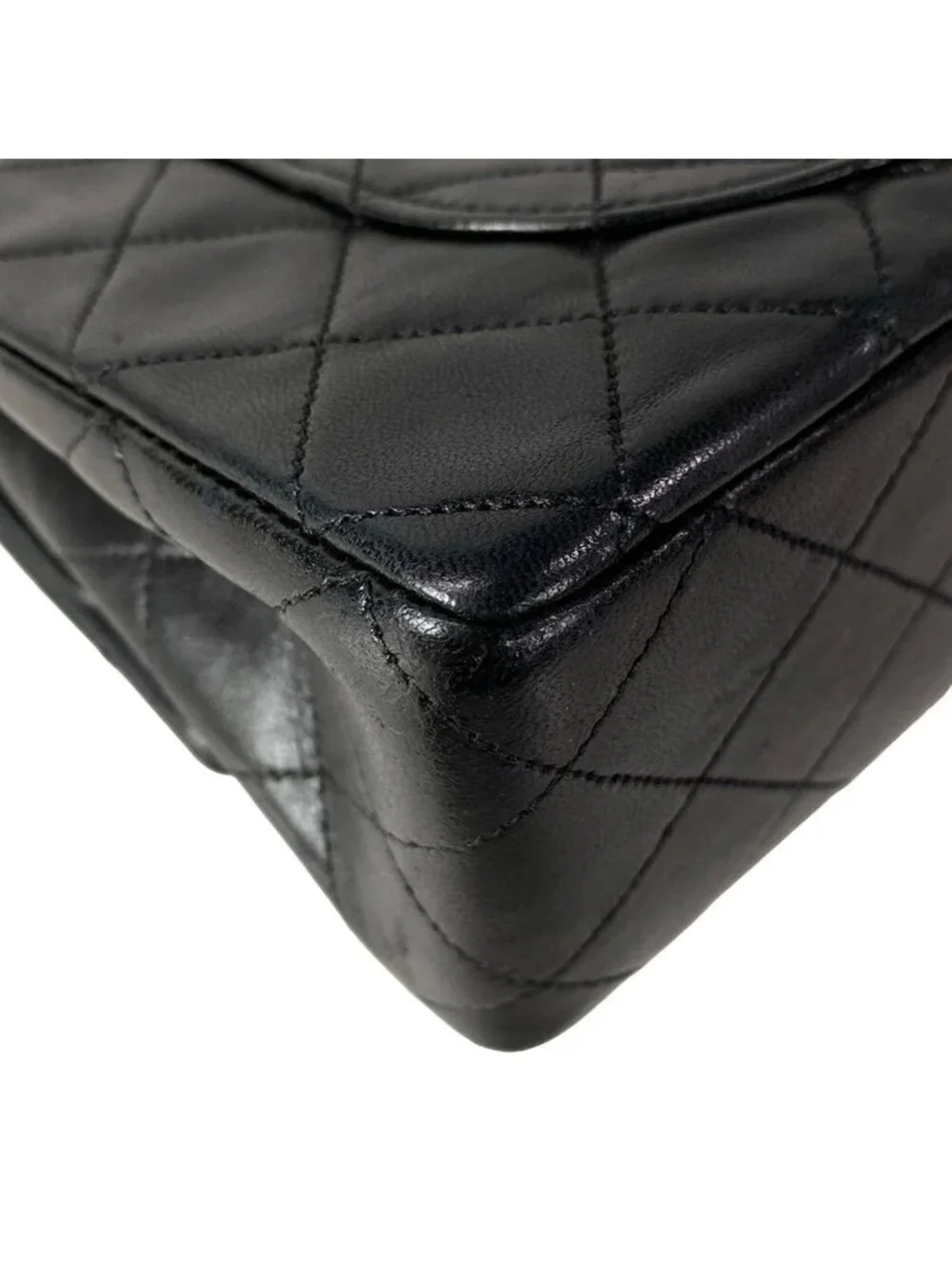 Chanel Shoulder Bag Double Flap Quilted Black Gold Chain Lambskin